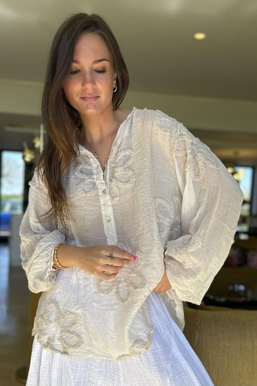 Sabo Boucle Flower Blouse Stone